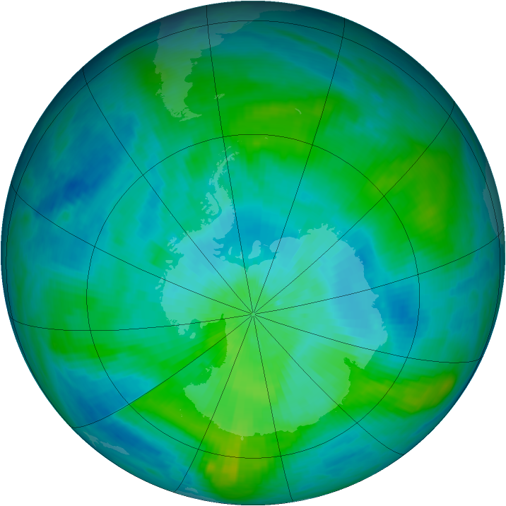 Antarctic ozone map for 27 February 1984